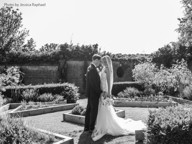 Bride & Groom in the garden Bride and groom outside in the garden