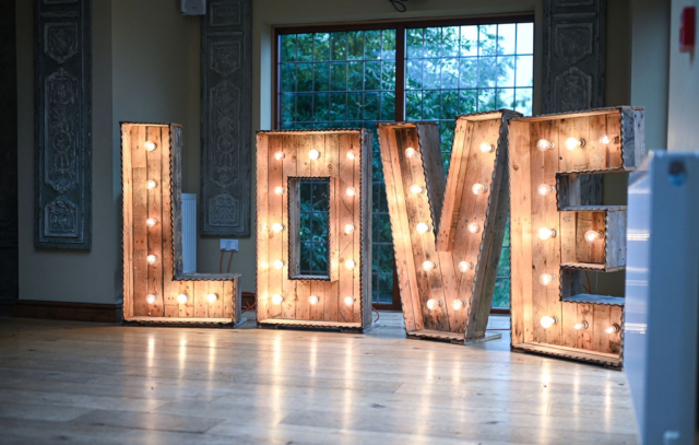 Love sign for weddings at Nuthurst Grange Hotel